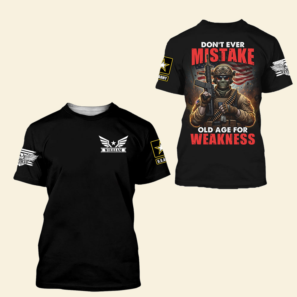 Don't Ever Mistake Old Age for Weakness - Personalized Old Warrior 3D Shirt AOP Products PopCulturePrints