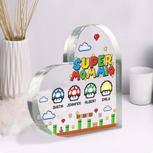 Load image into Gallery viewer, Super Mom Personalized Heart-Shaped Acrylic Plaque Decorative Plaques PopCulturePrints
