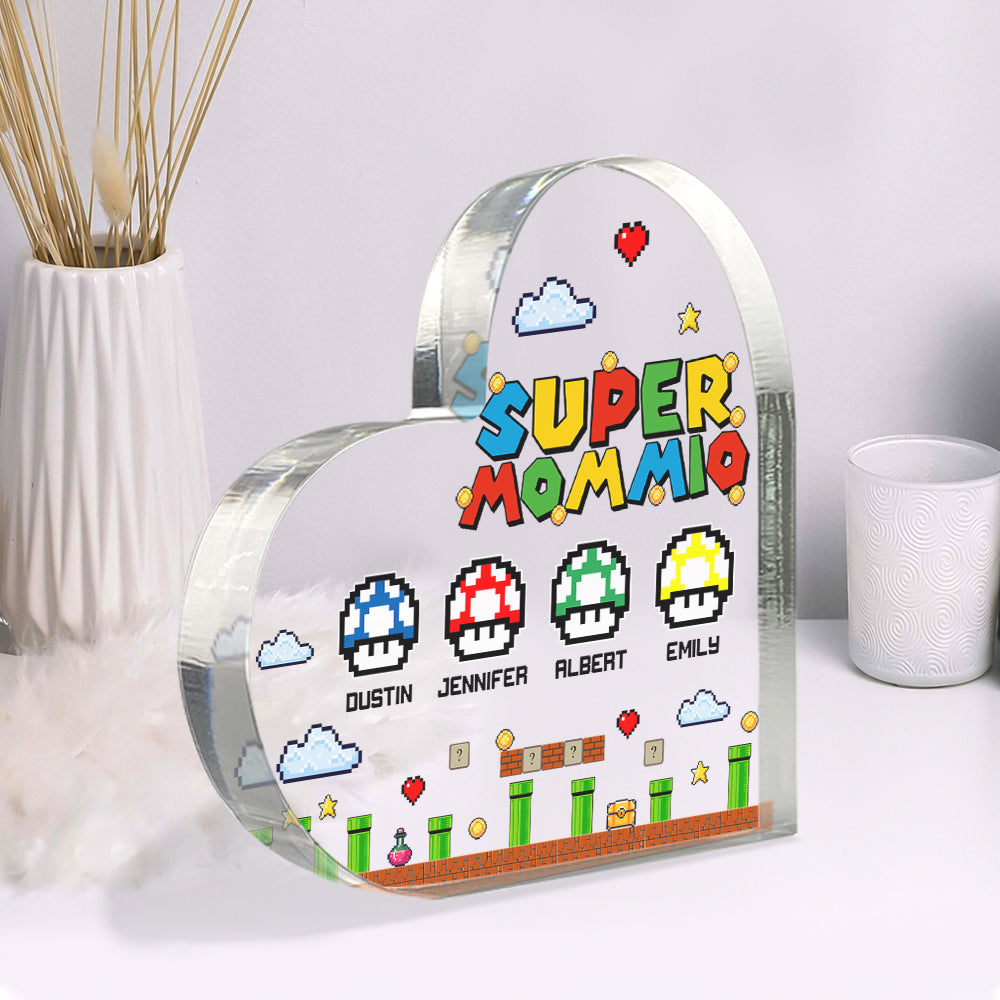 Super Mom Personalized Heart-Shaped Acrylic Plaque Decorative Plaques PopCulturePrints