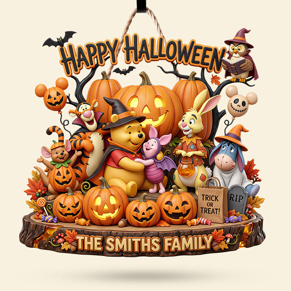 "A Little Spooky, Big Love" - Personalized Halloween Acrylic Sign - Custom Gift for Families and Friends