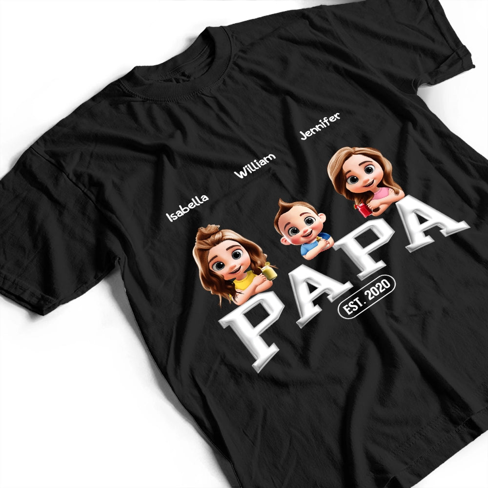 “Proud Papa: Personalized Fun with Kids’ Names” - Custom T-Shirt for Grandpa T-shirt PopCulturePrints