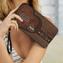 Load image into Gallery viewer, Grandma&#39;s Heart Filled with Love - Personalized Combo Leather Wallet and Bag for Mom &amp; Grandma Combo Leather Wallet &amp; Bag PopCulturePrints

