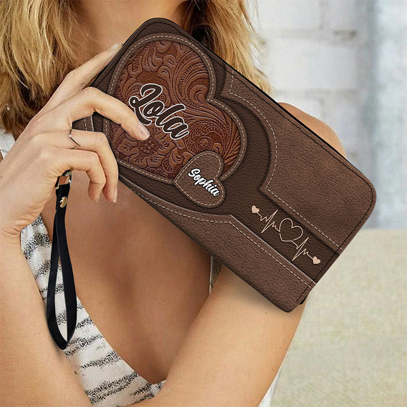 Grandma's Heart: Personalized Leather Wallet & Tote Bag Combo - Perfect Gift for Grandma and Mom Combo Leather Wallet & Tote Bag PopCulturePrints