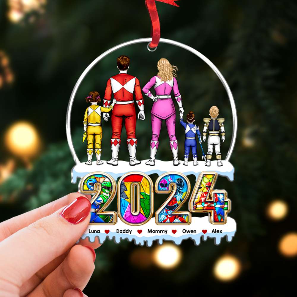 Personalized Family Acrylic Ornament: Superhero Theme for 2024 Ornament PopCulturePrints