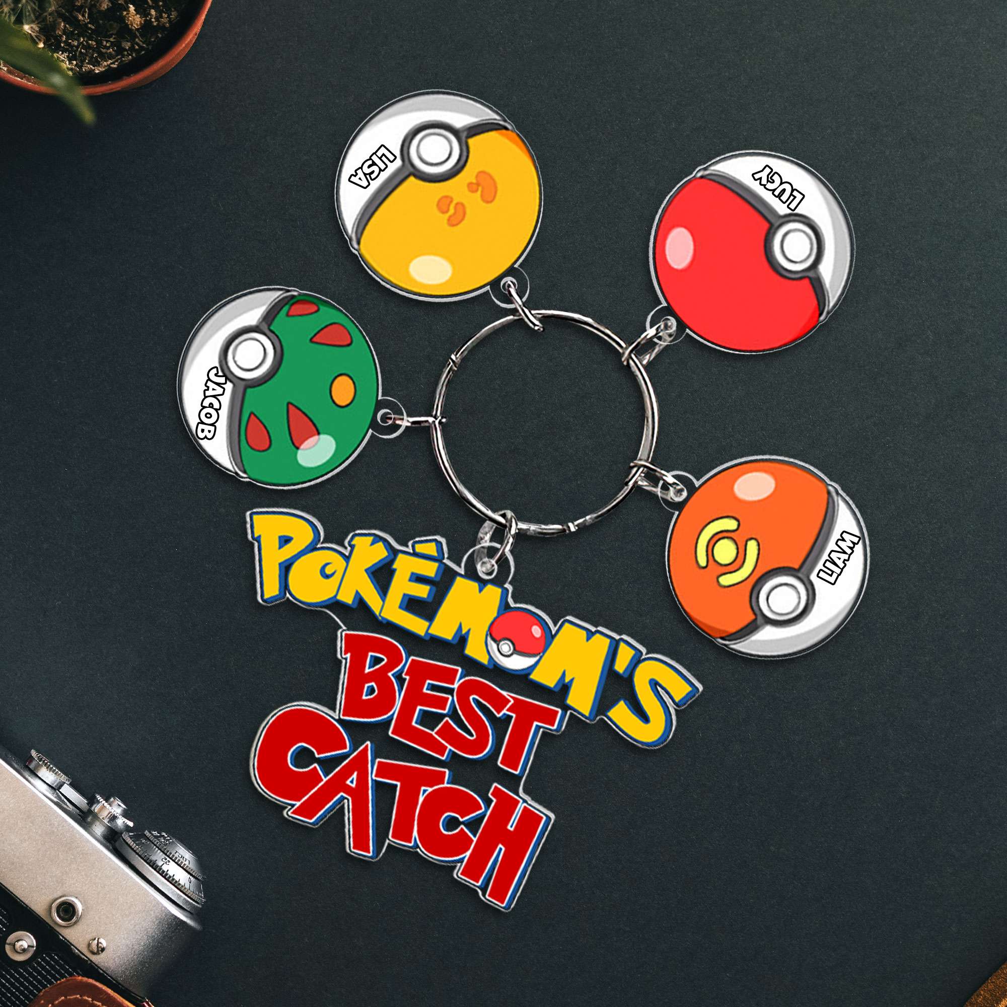 Personalized Poke Dad Keychain - Best Catch Gift for Father's Day Keychains PopCulturePrints