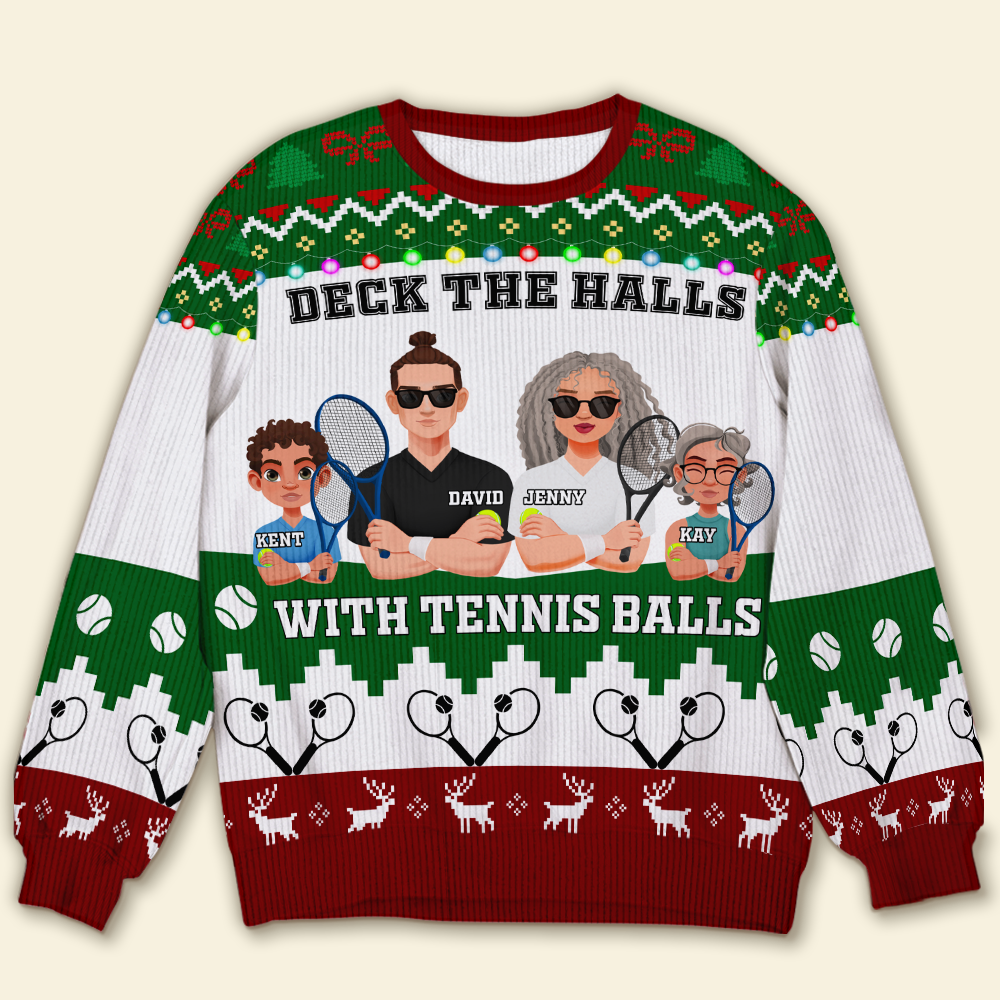 Personalized Family Tennis Christmas Sweater