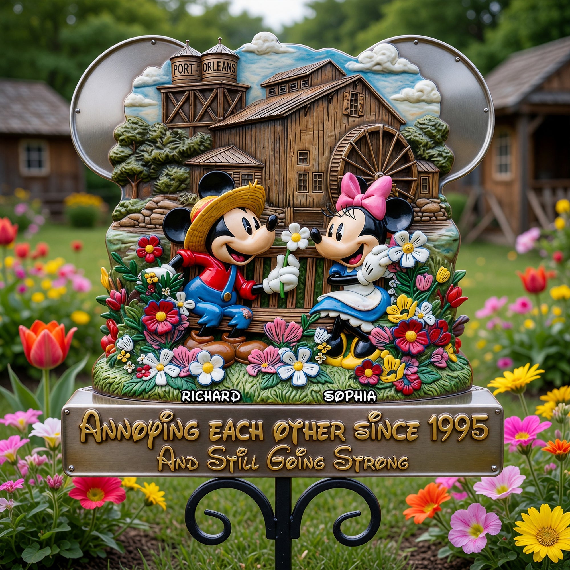 "Annoying Each Other Since 1995" - Lively Countryside Life Metal Sign - Personalized Gift for Couples