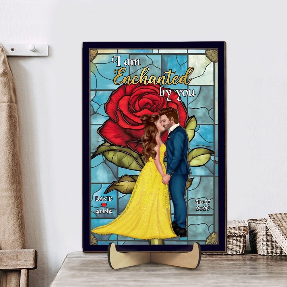 Personalized Enchanted Love Sign for Couples Wood Sign PopCulturePrints