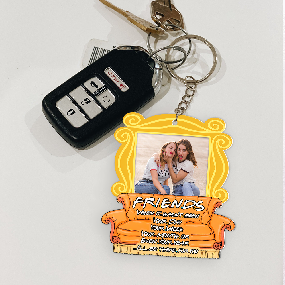 Personalized Friends Photo Keychain - 'Besties Always Have Your Back'