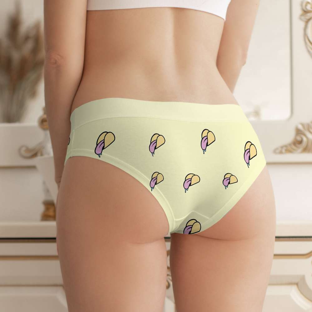 Personalized Funny Women's Briefs - Tongue Taco Boxer Briefs PopCulturePrints