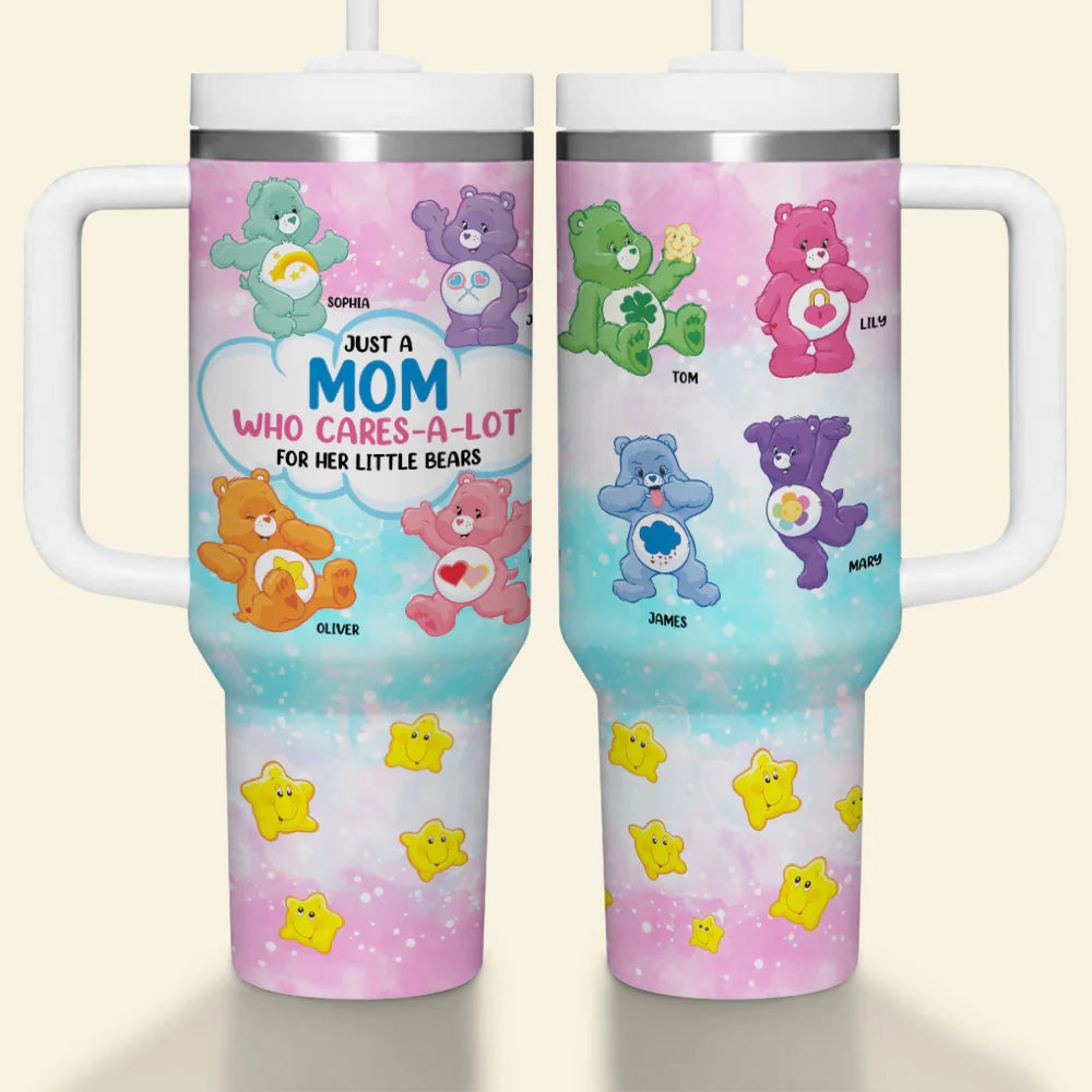 Customizable Tumbler for Moms - 'Caring Bears' Design Tumbler Cup PopCulturePrints