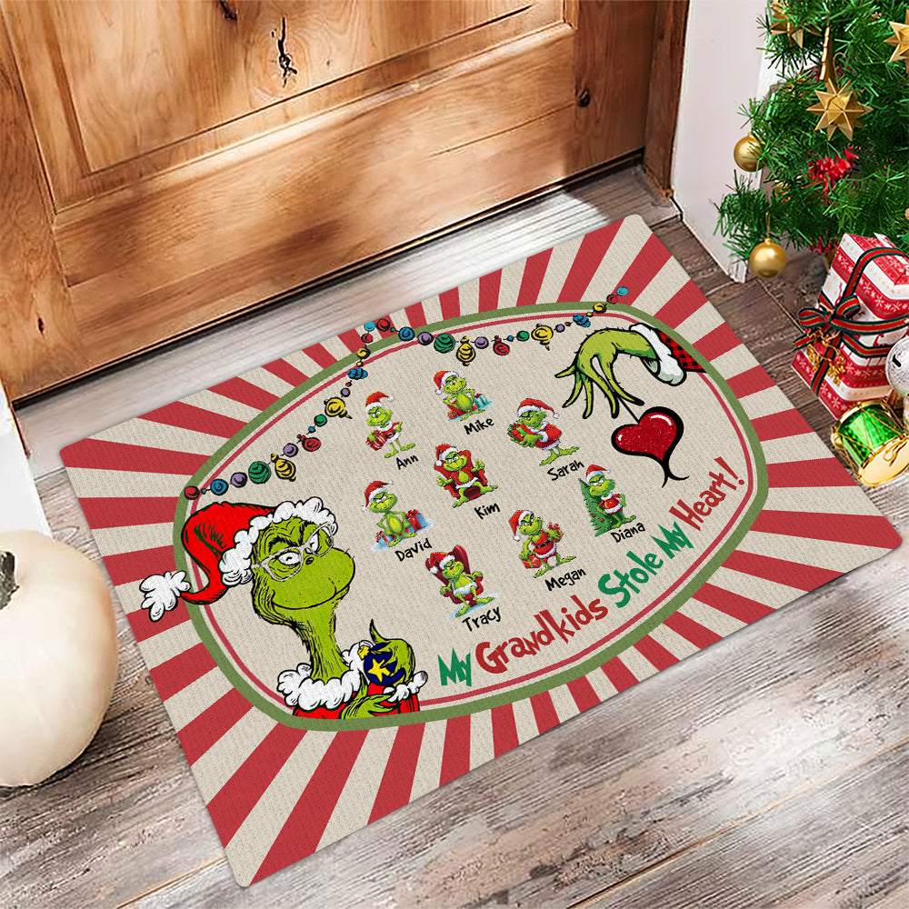 Custom Christmas Doormat for Grandma - Grandkids Stole My Heart Doormat PopCulturePrints