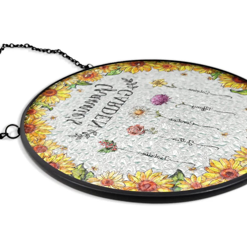 Blooming Memories - Personalized Stained Glass Window Hanging Suncatcher for Grandma Suncatcher Ornament PopCulturePrints