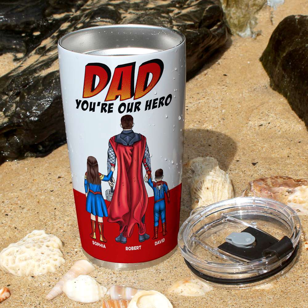 Hero Dad Personalized Tumbler - Custom Gift for Father's Day