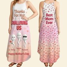 Load image into Gallery viewer, Thanks For Not Swallowing Us - Best Mom Ever Suspender Maxi Dress - Personalized Gifts for Moms Dress PopCulturePrints
