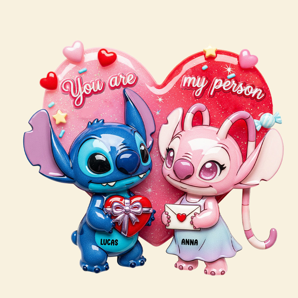 You Are My Person - Cute Alien Couple Personalized Acrylic Fridge Magnet Fridge Magnet PopCulturePrints