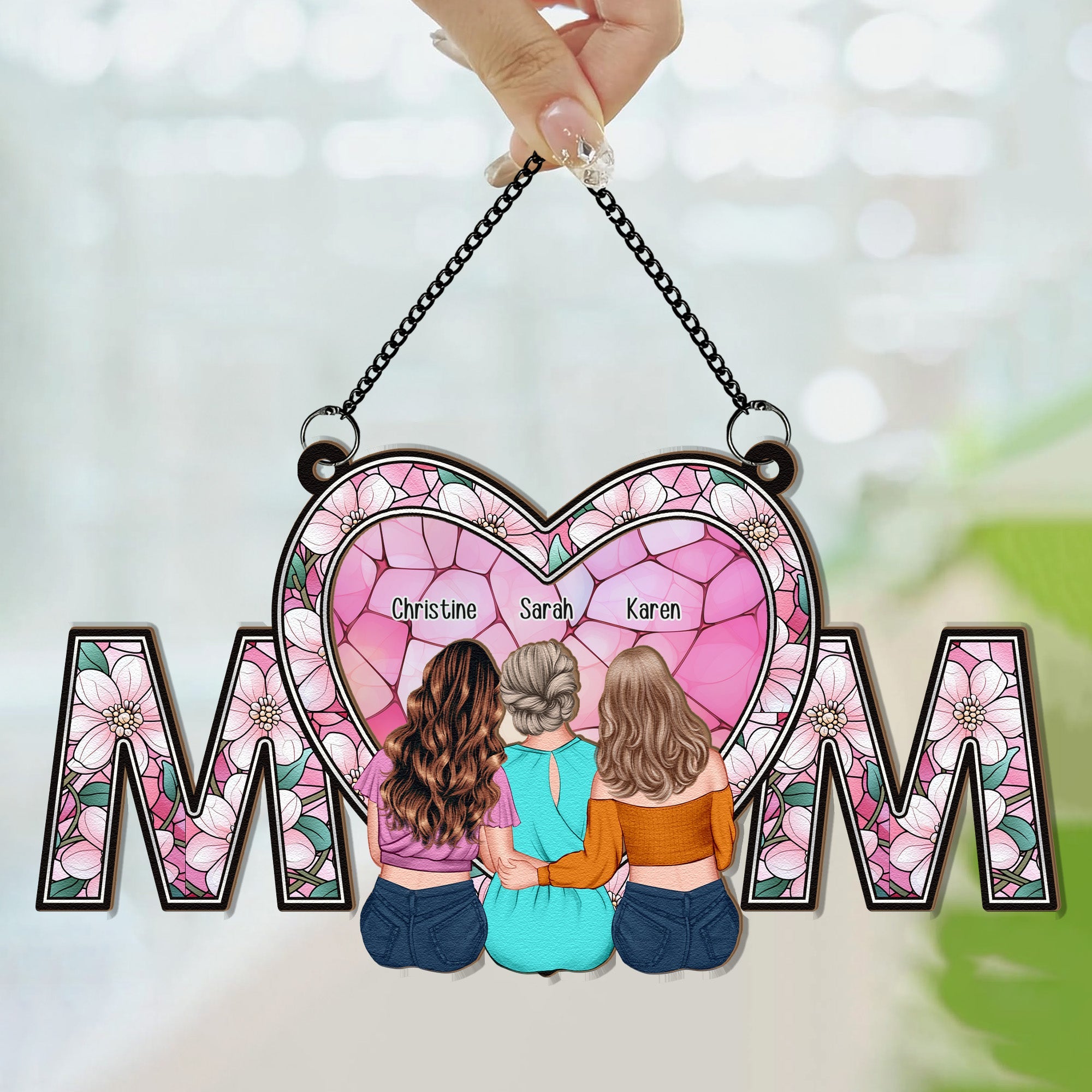 Heartfelt MOM Personalized Suncatcher - Custom Window Ornament Window Hanging Suncatcher Ornament PopCulturePrints