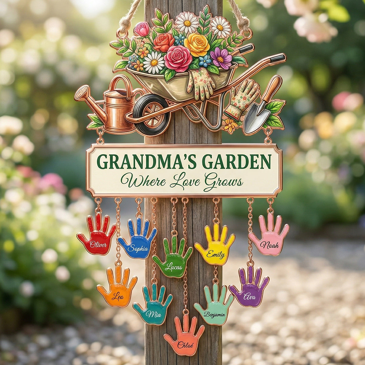“Where Love Grows” - Lovely Garden Of Mom Suncatcher - Personalized Gift for Moms, Grandmas & More Ornament PopCulturePrints