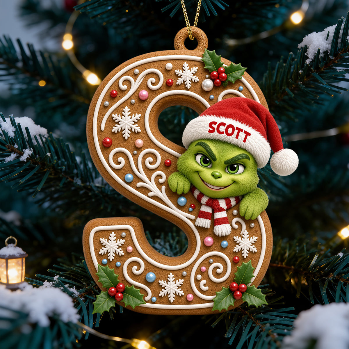 “Spread Holiday Cheer with Personalized Charm” - Whimsical Character Initial Alphabet Ornament - Personalized Christmas Gift
