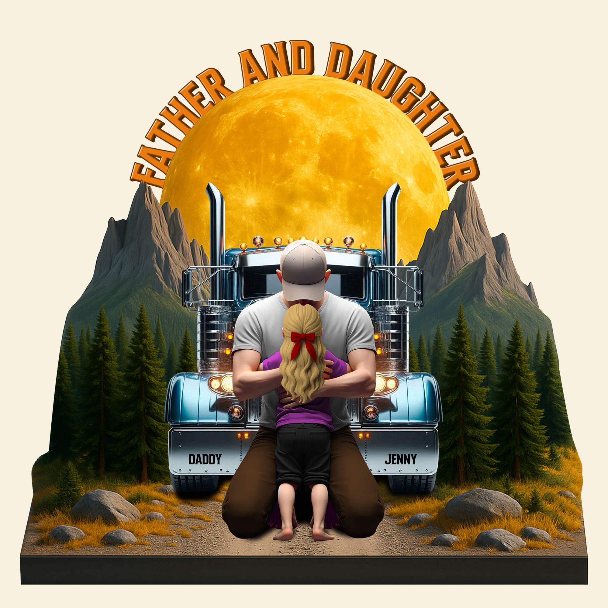 “A Dad's Love Drives Forever” - Personalized Truck Plaque - Custom Gift for Dad Shaped Plaques PopCulturePrints