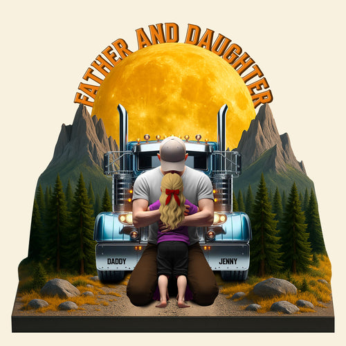 “A Dad's Love Drives Forever” - Personalized Truck Plaque - Custom Gift for Dad Shaped Plaques PopCulturePrints