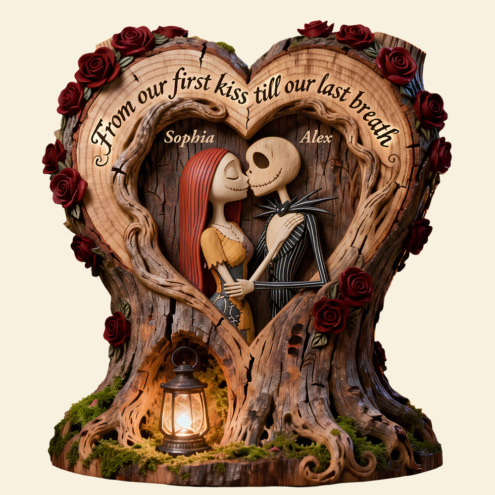 From Our First Kiss Till Our Last Breath - Personalized Kissing Couple Acrylic Plaque - Custom Gift for Couples Shaped Plaques PopCulturePrints