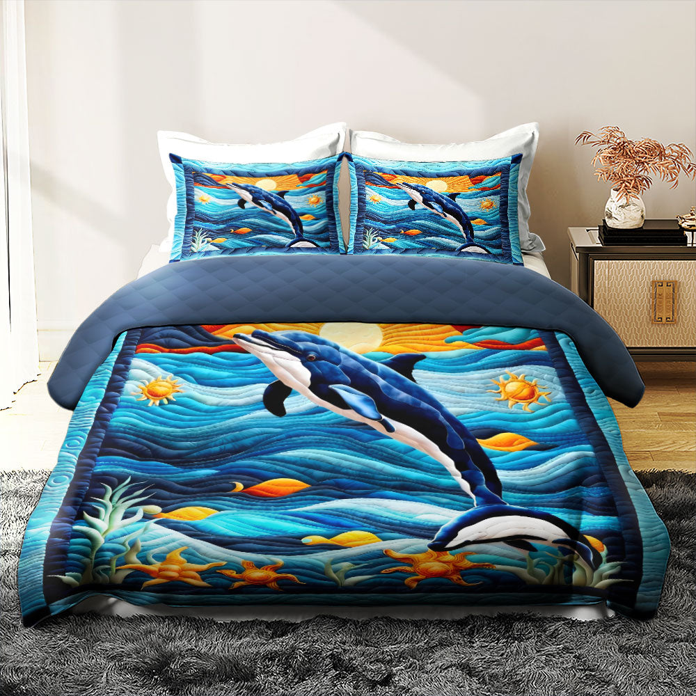 Dolphin Lover's Paradise Quilt Bed Set Blanket PopCulturePrints