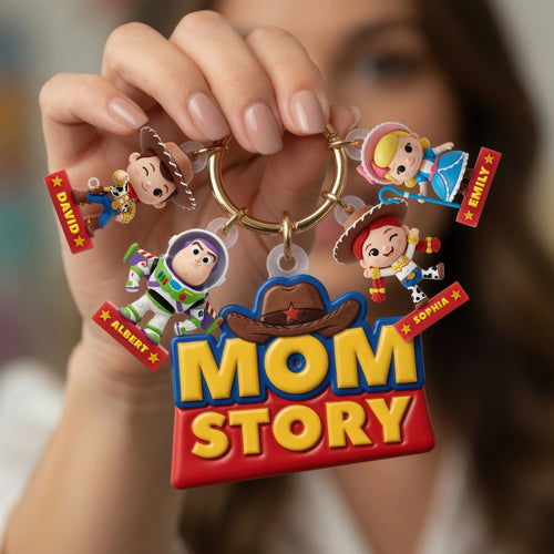 “Celebrate Mom’s Love with a Personal Touch” - Lovely Characters Acrylic Tag Keychain - Custom Gift for Moms and Grandmas Keychains PopCulturePrints