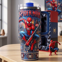 Load image into Gallery viewer, “Swing into Style” - Unique Colorful 40oz Tumbler With Handle - Personalized Gift for Fans of Spider-Man
