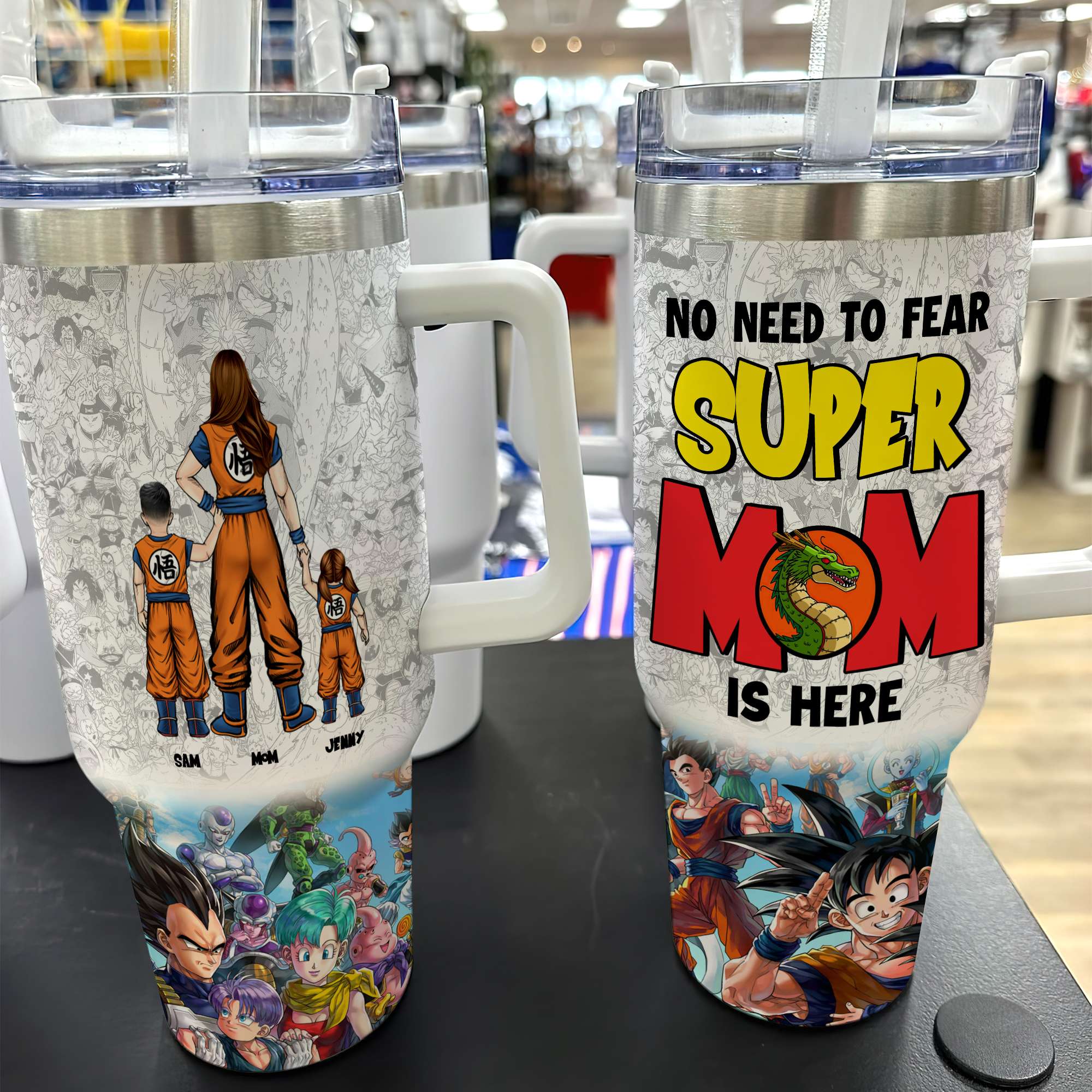 Personalized Super Mom Anime Tumbler Tumbler Cup PopCulturePrints