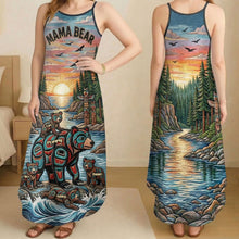 Load image into Gallery viewer, “Celebrate the Love of Motherhood” - Mama Bear Suspender Maxi Dress - Personalized Gift for Moms Dress PopCulturePrints
