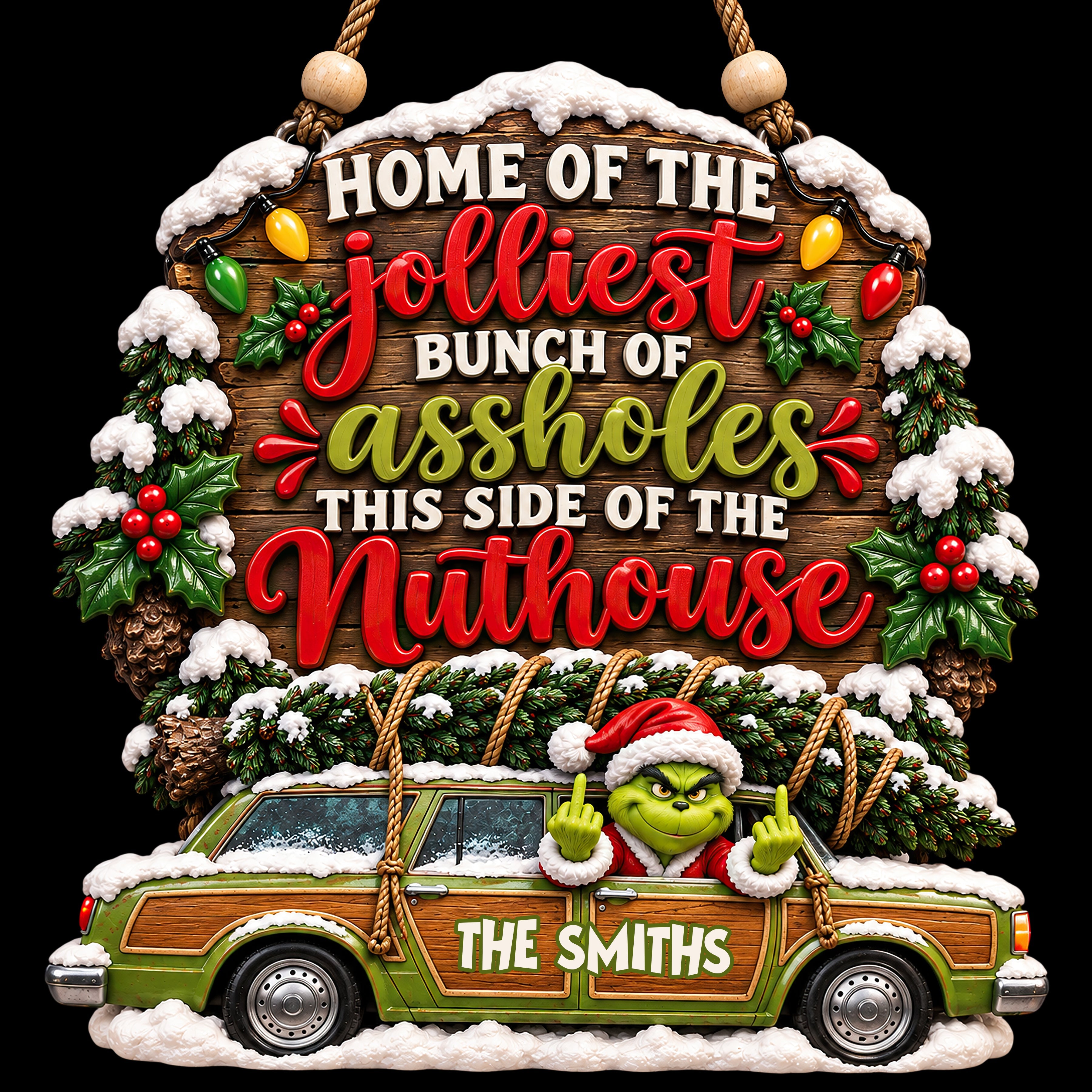 Home Of The Jolliest Acrylic Sign - Personalized Christmas Gift for Fun-Loving Families