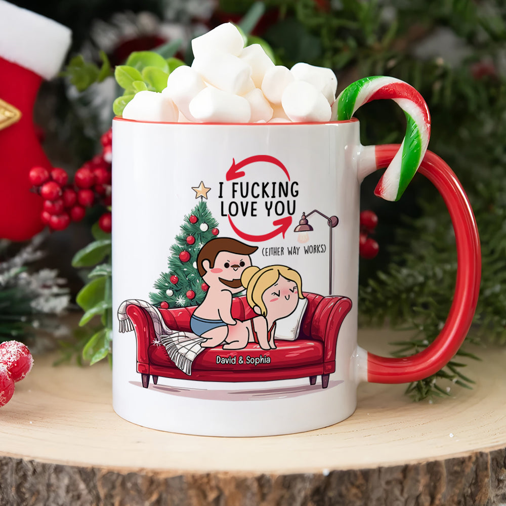Naughty Couple Personalized Christmas Mug | Fun Holiday Gift | Valentine's Day Gifts Coffee Mug PopCulturePrints