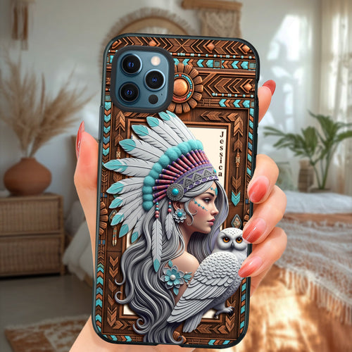 Embrace the Spirit - Personalized Owl Boho Girl Phone Case Phone Case PopCulturePrints