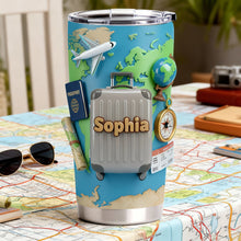 Load image into Gallery viewer, "Adventure Awaits" - Personalized Travel Tumbler for Travel Lovers - Custom Gift for Adventurers, Friends, and Family Tumbler Cup PopCulturePrints
