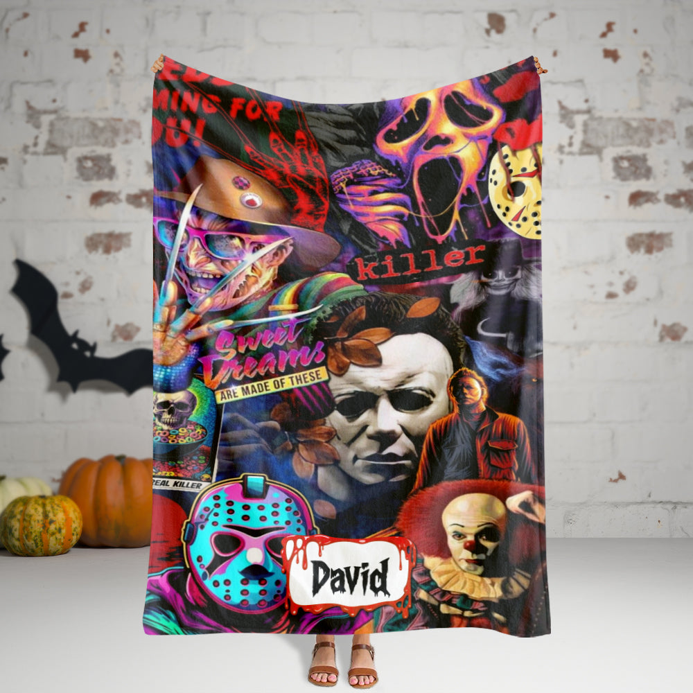 Personalized Horror Movie Characters Blanket - Perfect Halloween Gift for Horror Fans