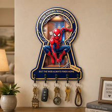 Load image into Gallery viewer, “No One Knows Who Lives Here” - Masked Hero Acrylic Key Hanger - Personalized Gift for Family
