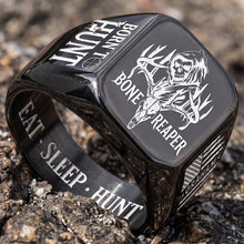 Load image into Gallery viewer, “Born To Hunt” – A Personalized Men's Ring for Passionate Hunting Lovers Ring PopCulturePrints
