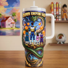 Load image into Gallery viewer, "Unleash Legendary Power with Super Saiyan Dad!" - Personalized Tumbler for Dads, Grandpas, and Any Dad in Your Life Tumbler Cup PopCulturePrints
