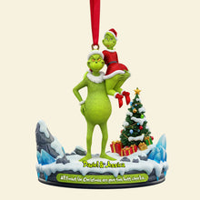 Load image into Gallery viewer, All I Want for Christmas: Hugging Green Monster Couple Ornament - Personalized Gift for Couples Ornament PopCulturePrints
