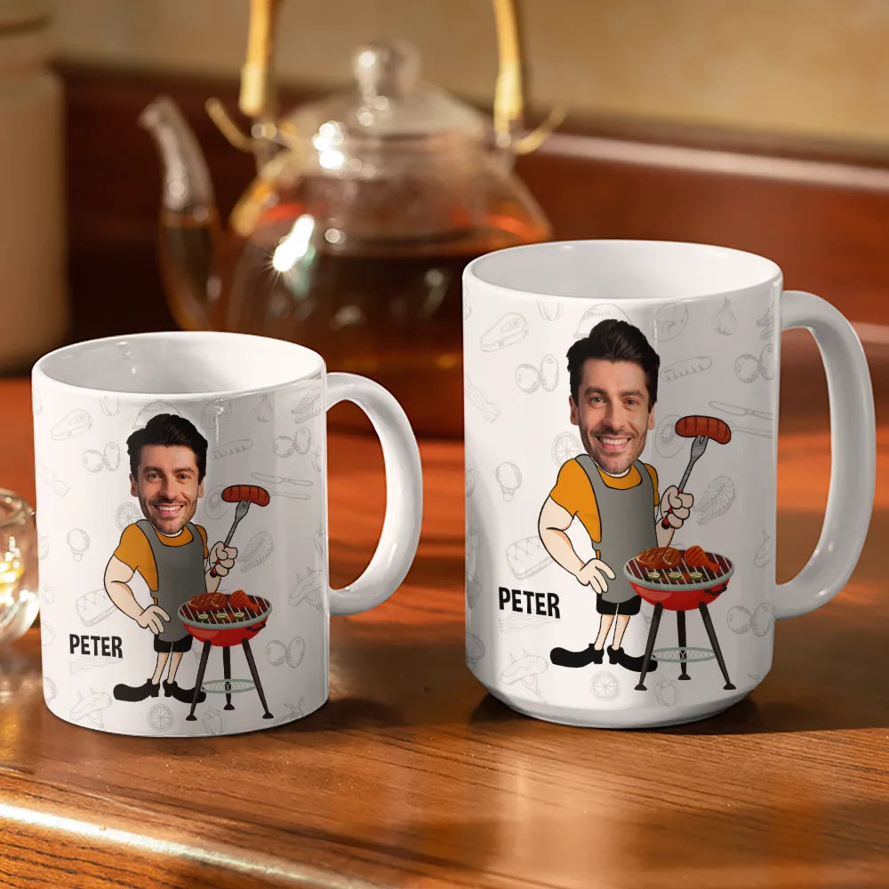 "Mr. Good Lookin' Is Cookin'" - Custom Photo Grilling Apron & Personalized Mug - Unique Gift for Dad, Grandpa, and BBQ Lovers Mug PopCulturePrints