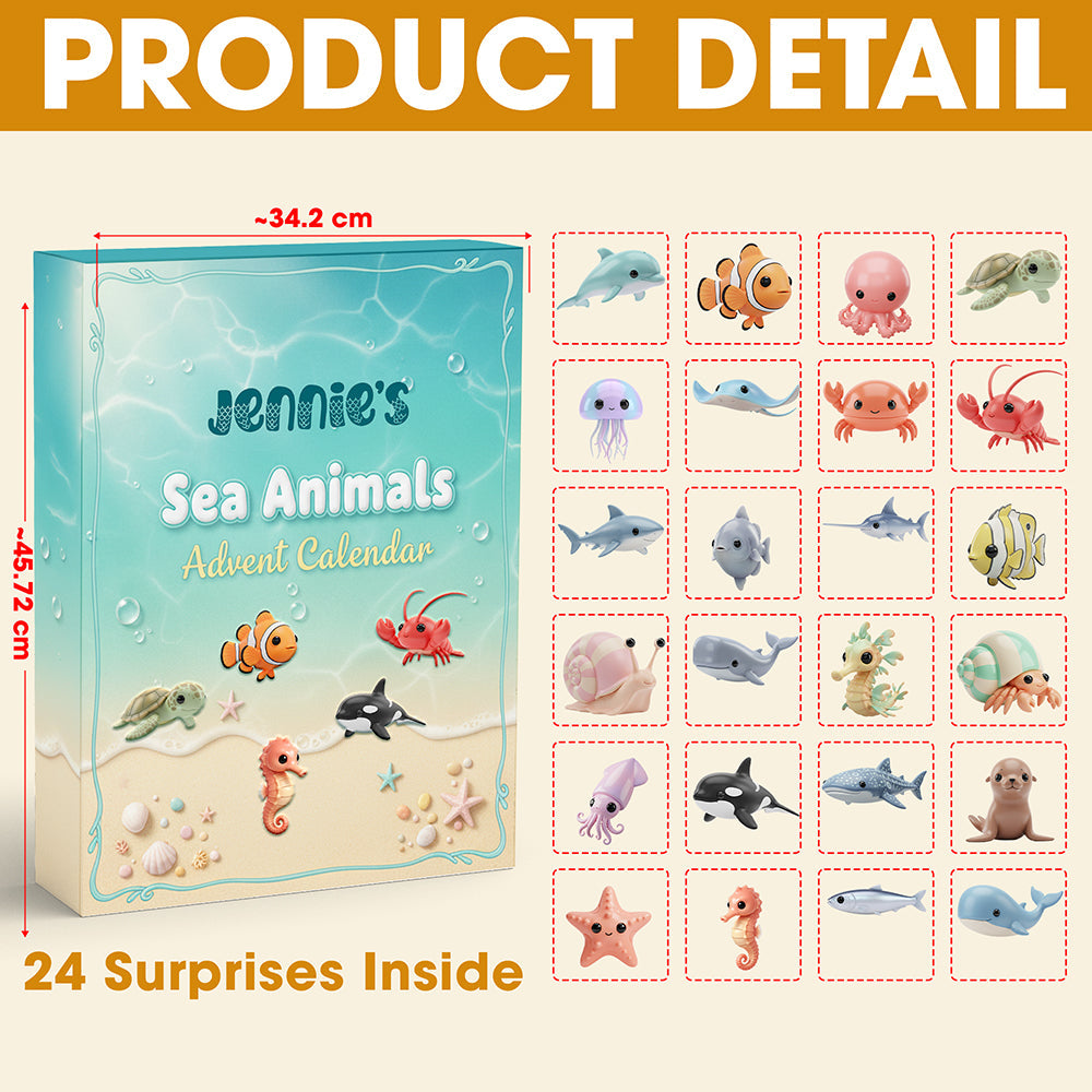 "Dive into Fun with Sea Animals!" - Personalized Advent Calendar - Gift for Kids, Animal Lovers, Sea Life Enthusiasts Advent Calendar PopCulturePrints