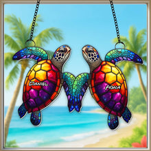 Load image into Gallery viewer, “Together in Harmony” - Ocean Soulmates Turtle Suncatcher Ornament - Personalized Custom Gift for Couples, Friends, and Loved Ones Ornament PopCulturePrints

