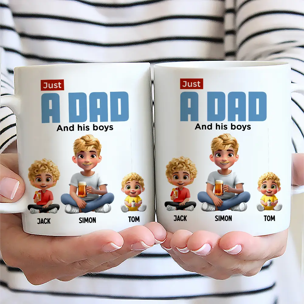 Just A Dad And His Girl 3D Cartoon - Personalized Mug Mug PopCulturePrints