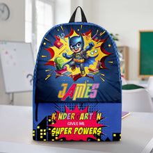 Load image into Gallery viewer, Personalized Superhero Kids Backpack - Custom Name Preschool Bag
