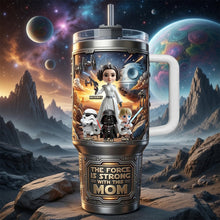 Load image into Gallery viewer, The Force is Strong with This Mom - Personalized 40oz Tumbler with Handle - Unique Gift for Mom, Grandma and Star Wars Fans Tumbler Cup PopCulturePrints
