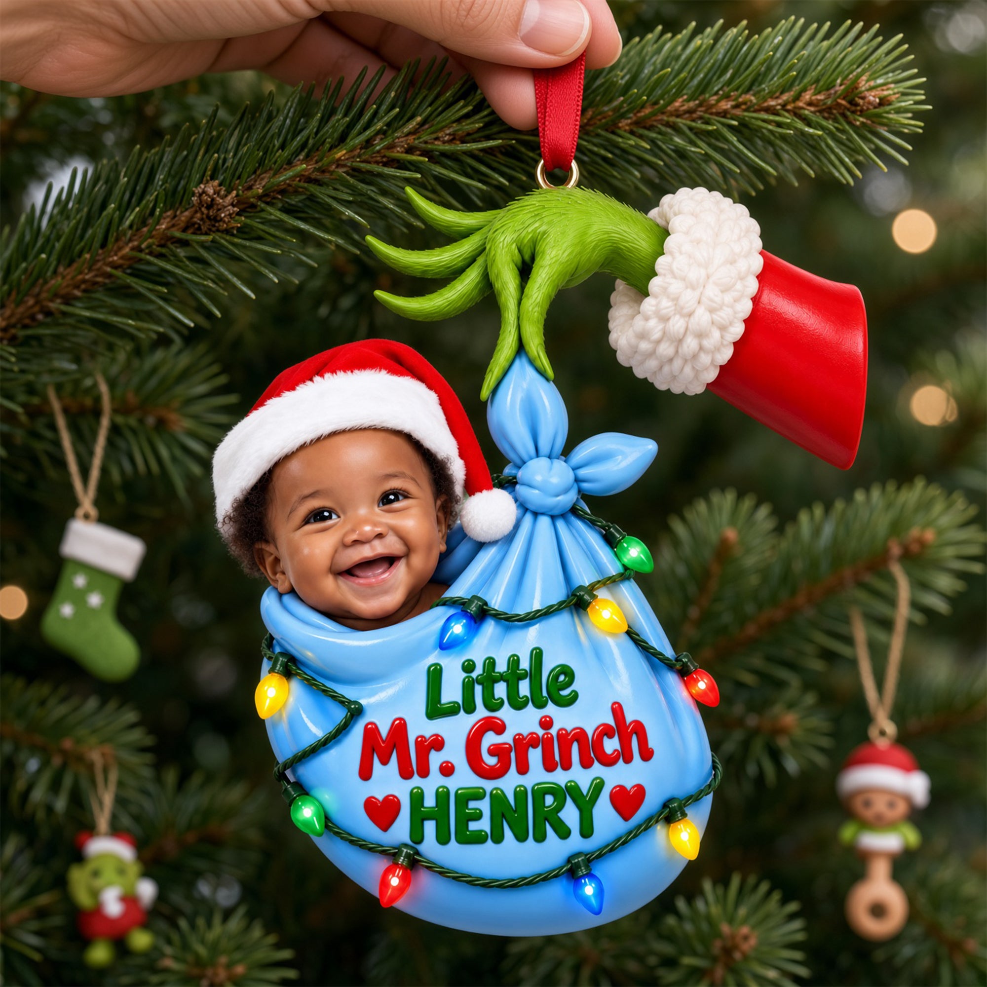 Wrapped in Holiday Cheer Ornament - Personalized Custom Photo Gift For Kids 05HULU141026 Ornament PopCulturePrints