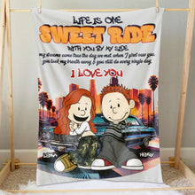 Load image into Gallery viewer, Personalized Blanket for Couples - Sweet Ride Design for Lowrider Lovers Blanket PopCulturePrints
