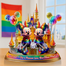 Load image into Gallery viewer, “This Love - Like a Regular Love, But More Magical” - LGBT Mouse Lover Couple Acrylic Plaque - Personalized Gift for Couples, Friends, and LGBTQ+ Community Shaped Plaques PopCulturePrints
