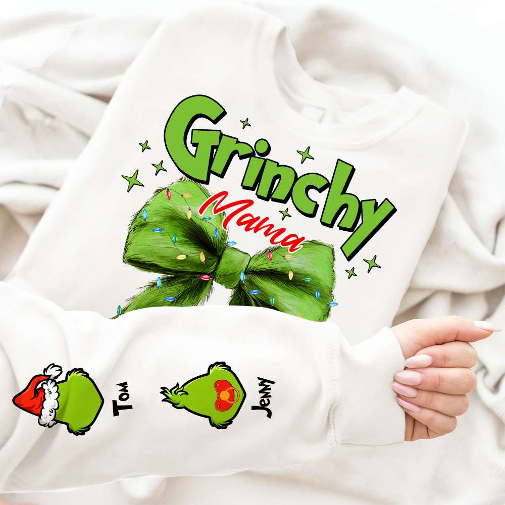 Personalized Grinchy Mama Christmas Shirt - Custom Family Names AOP Products PopCulturePrints